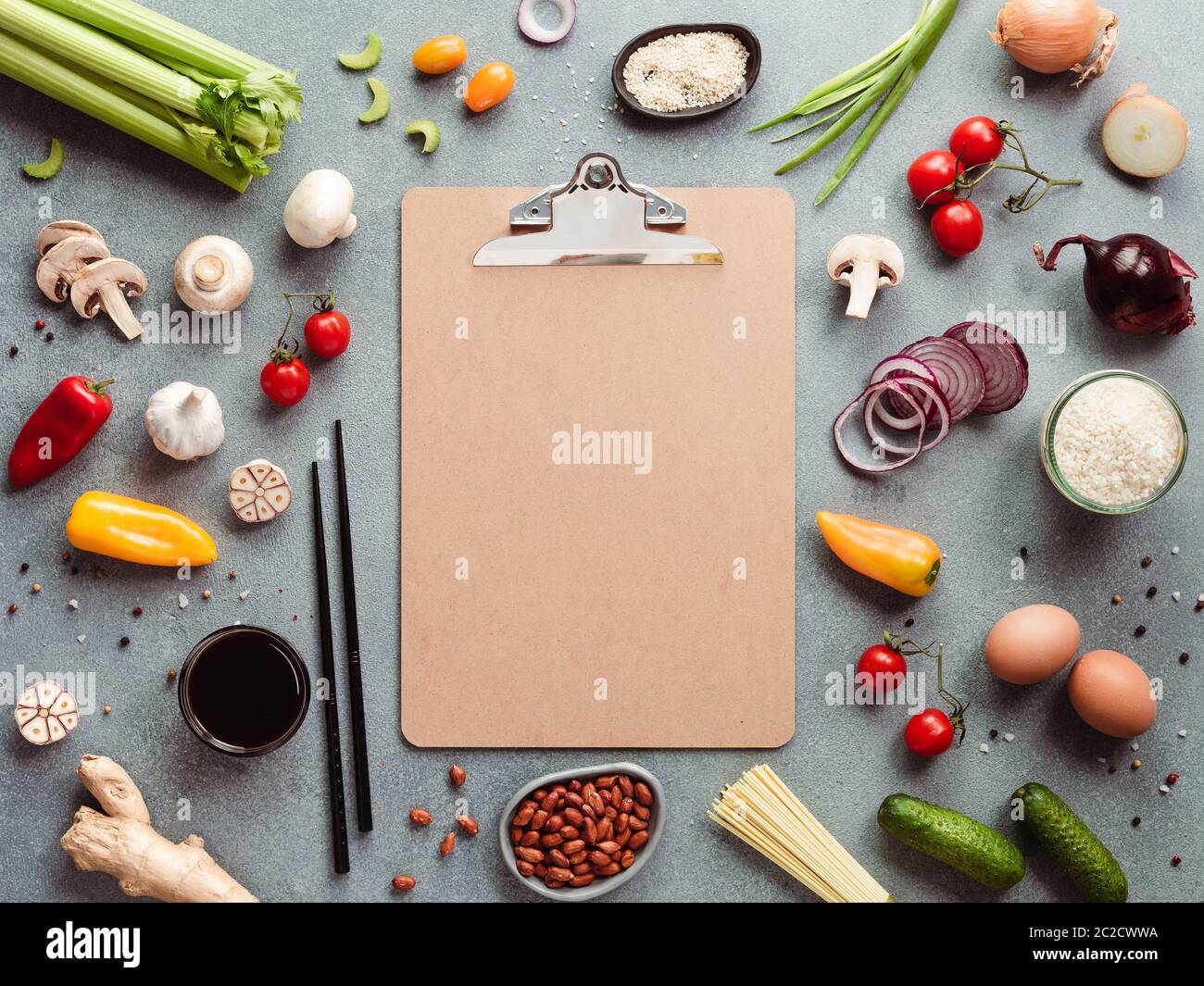 Asian chinese ingredients, copy space. Stock Photo