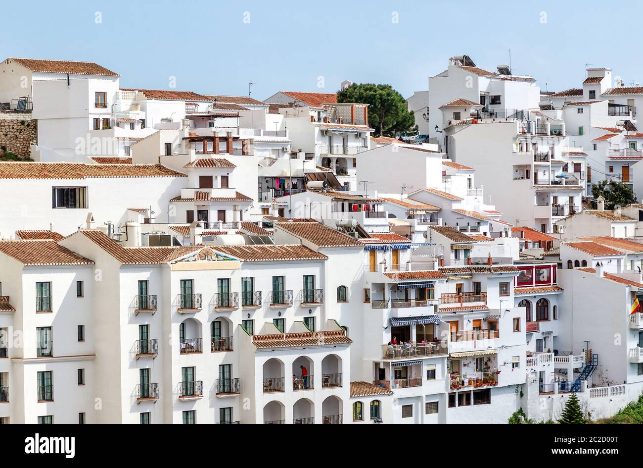 The White Mountain village of Frigiliana close to popular town of Nerja. Frigiliana is a beautiful typical Andalusian town that still keeps its Moorish structure. Province Malaga, Costa del Sol, Spain Stock Photo
