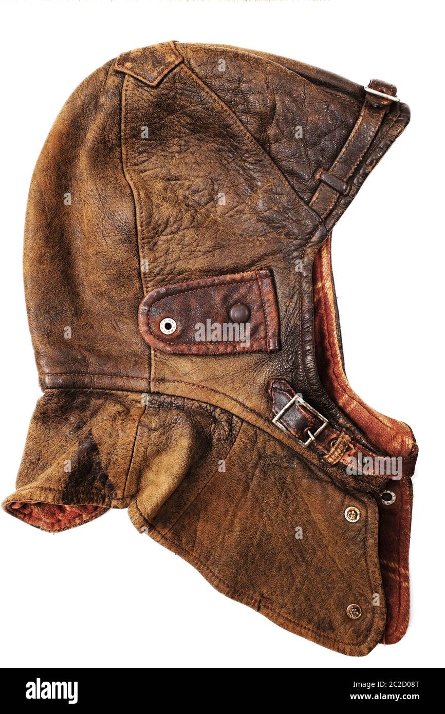 Leather pilot helmet Cut Out Stock 