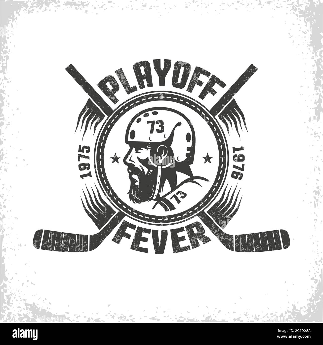 Hockey logo in vintage style with head of player Stock Vector