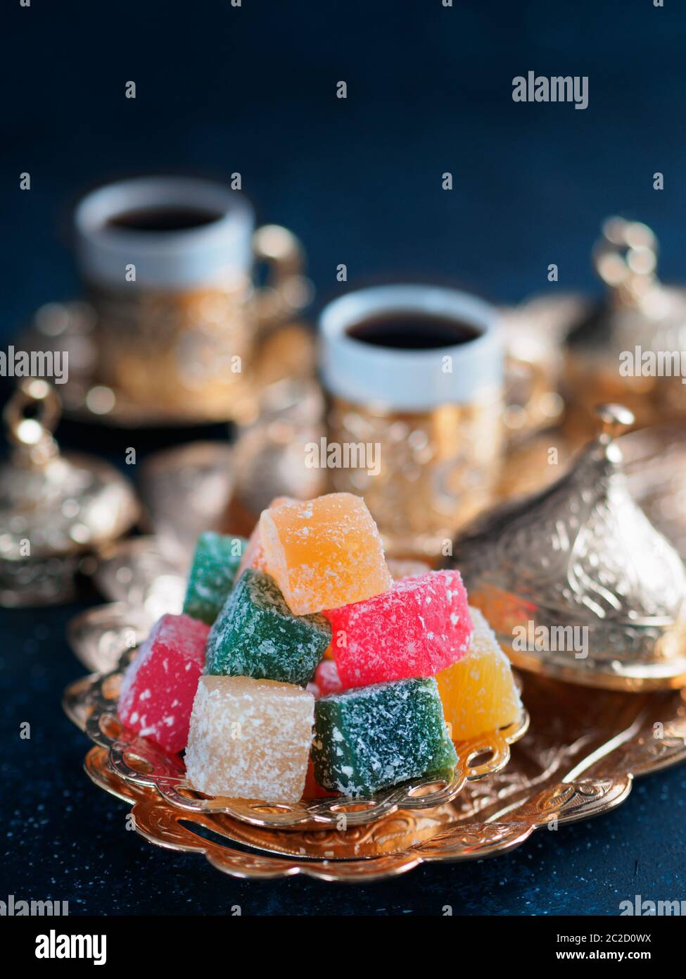 Turkish delight and turkish coffee Stock Photo