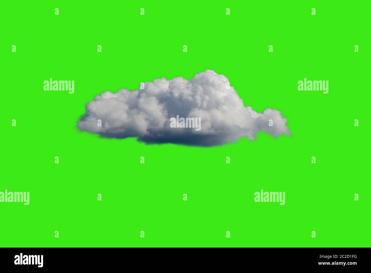 White Cloud on Green Sky or Background. Stock Photo