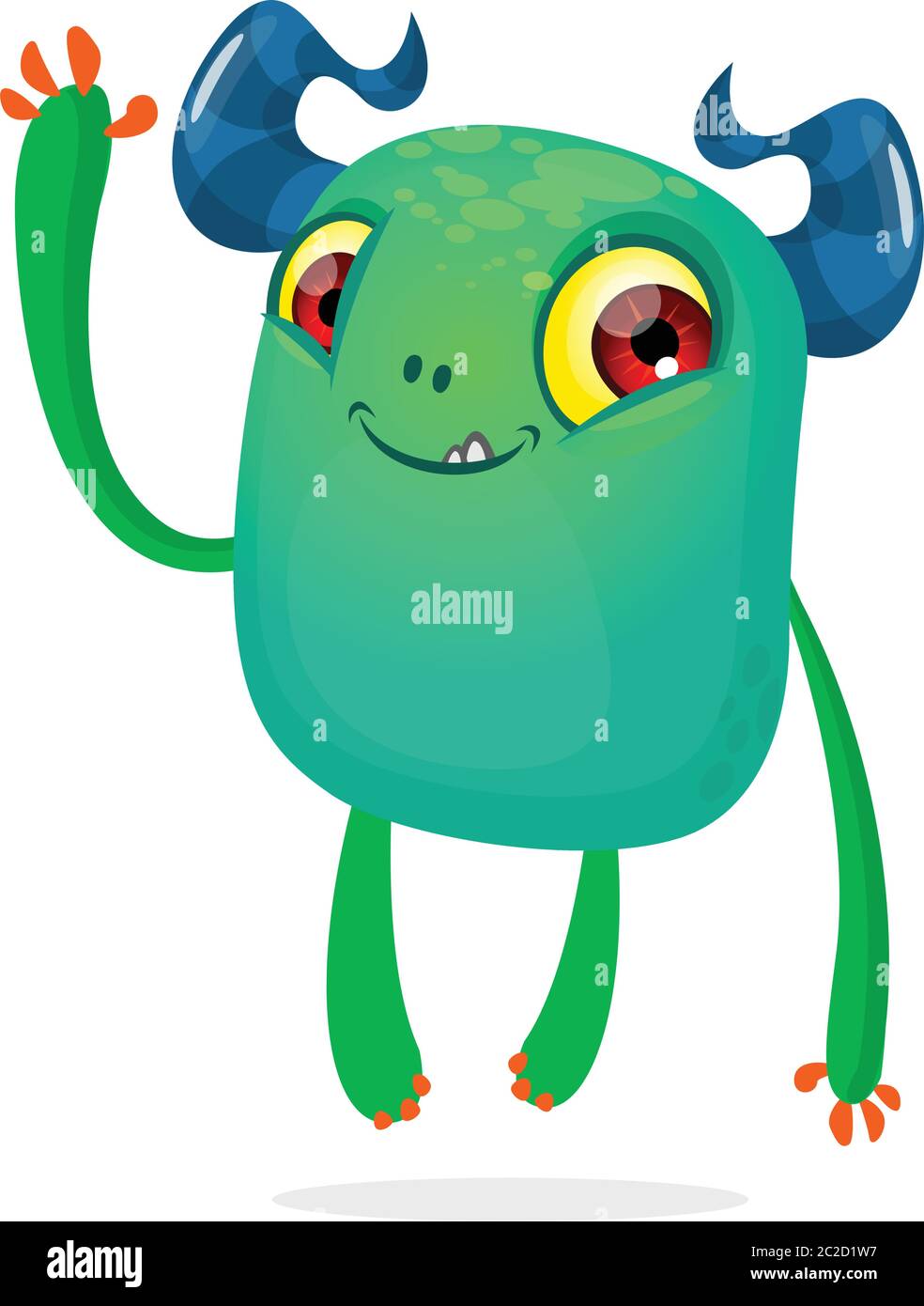 Happy cartoon alien. Halloween vector illustration of happy monster ...
