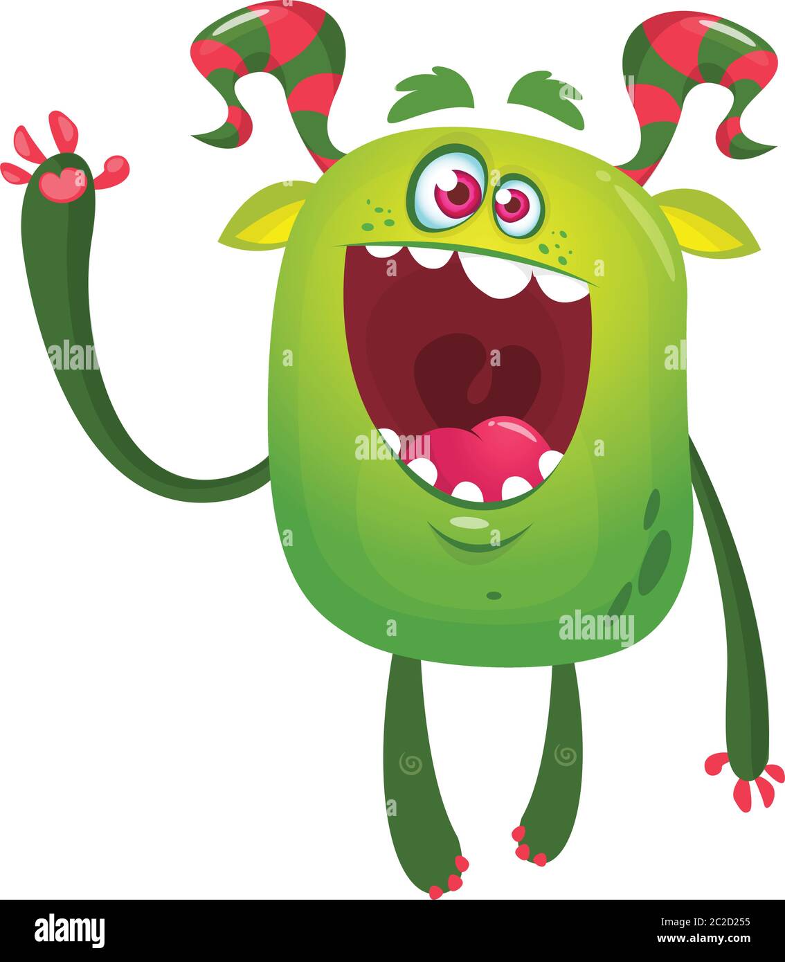 Cartoon funny monster. Halloween vector illustration of excited monster  Stock Vector Image & Art - Alamy