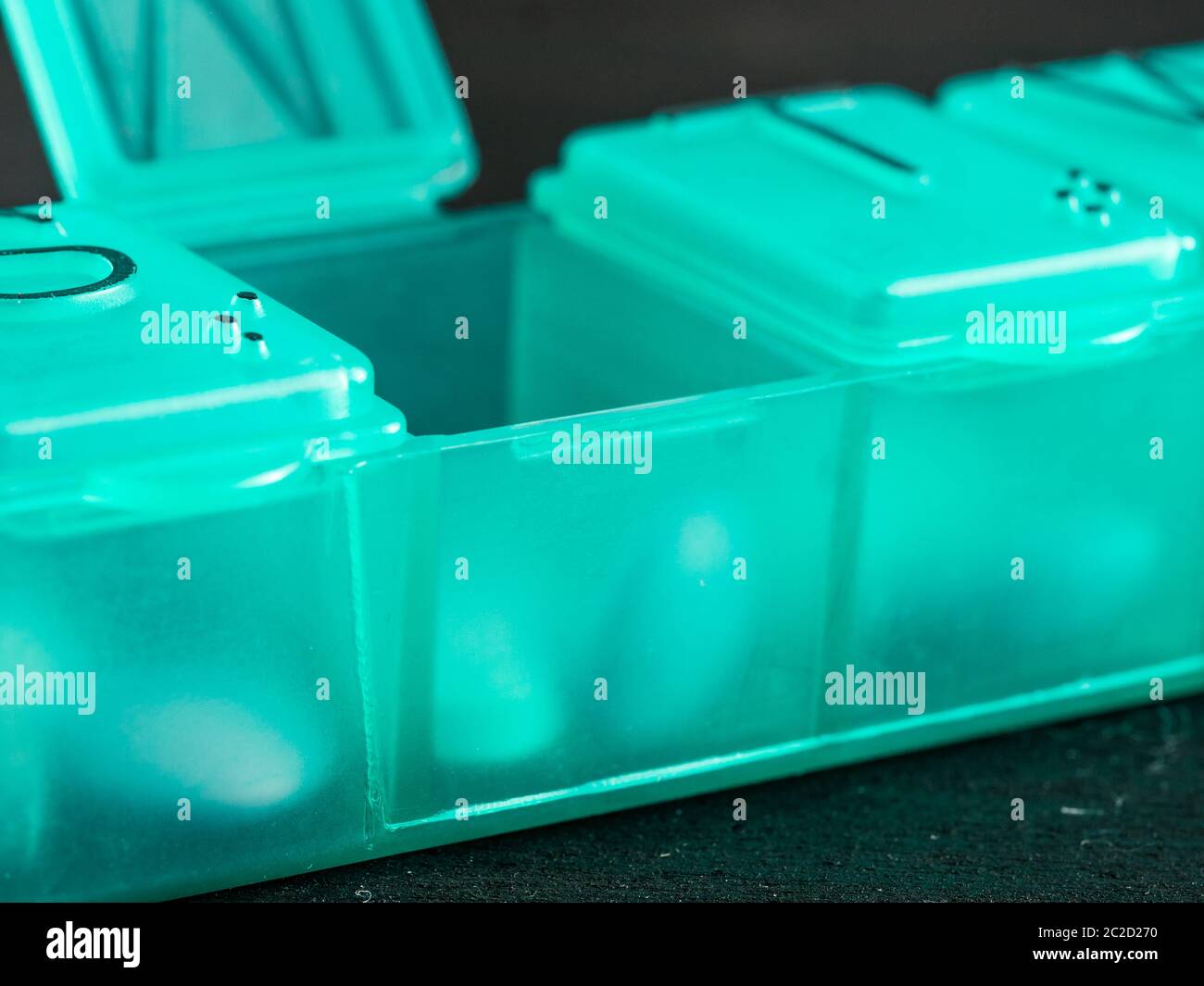 close up pill box Stock Photo