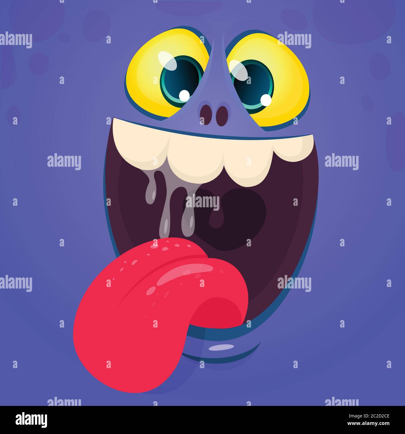 Cartoon funny monster face showing tongue. Vector illustration Stock ...