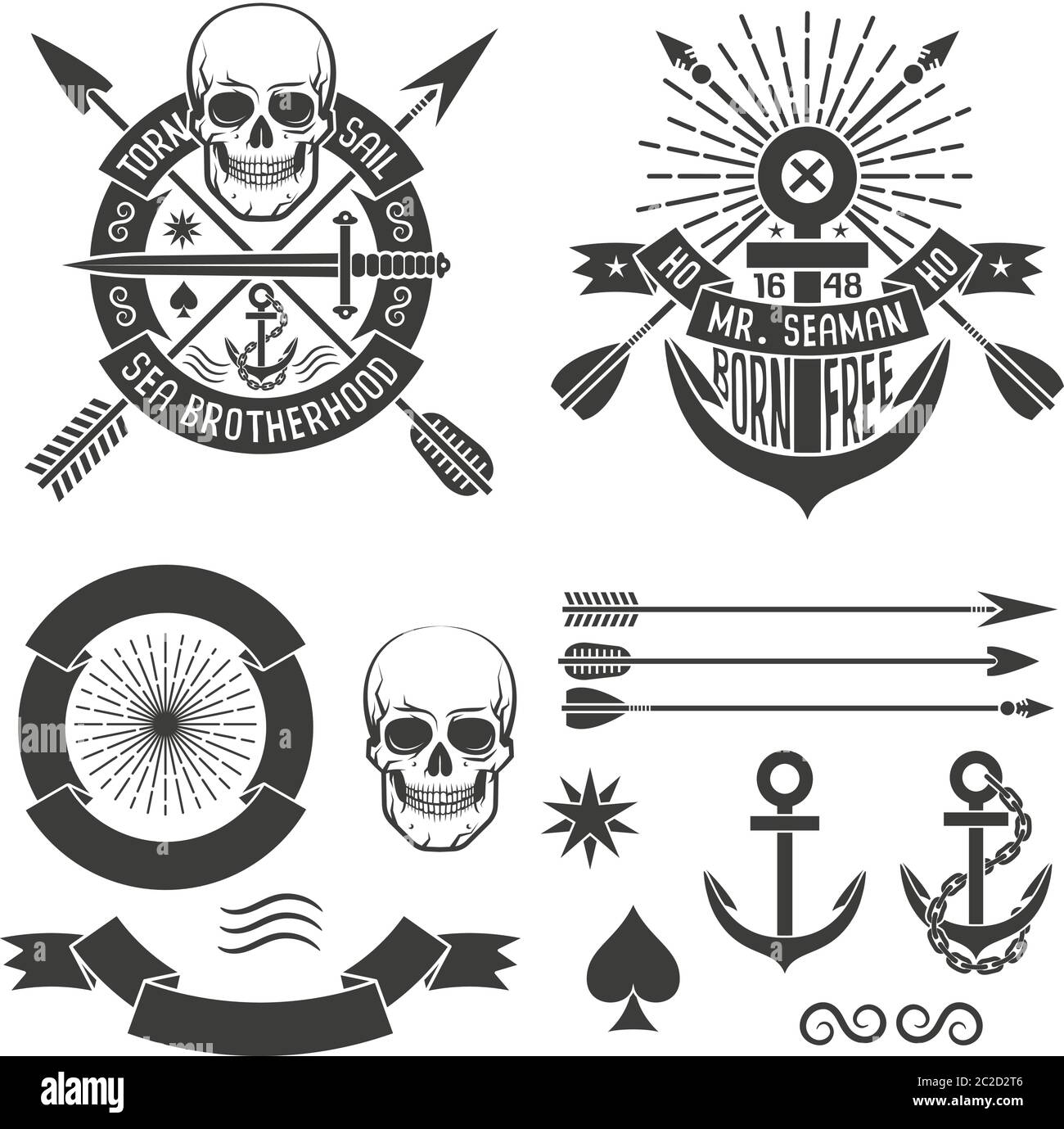 Human skull Sailor or seaman and The jester Nautical captain in vintage  style Retro old school sketch for tattoo Monochrome Hand drawn engraved  Stock Vector Image  Art  Alamy