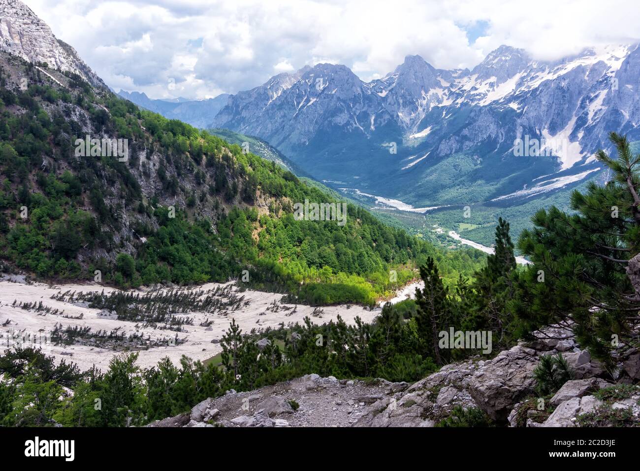 Panorama of Valbona Valley National Park, Albania Stock Photo