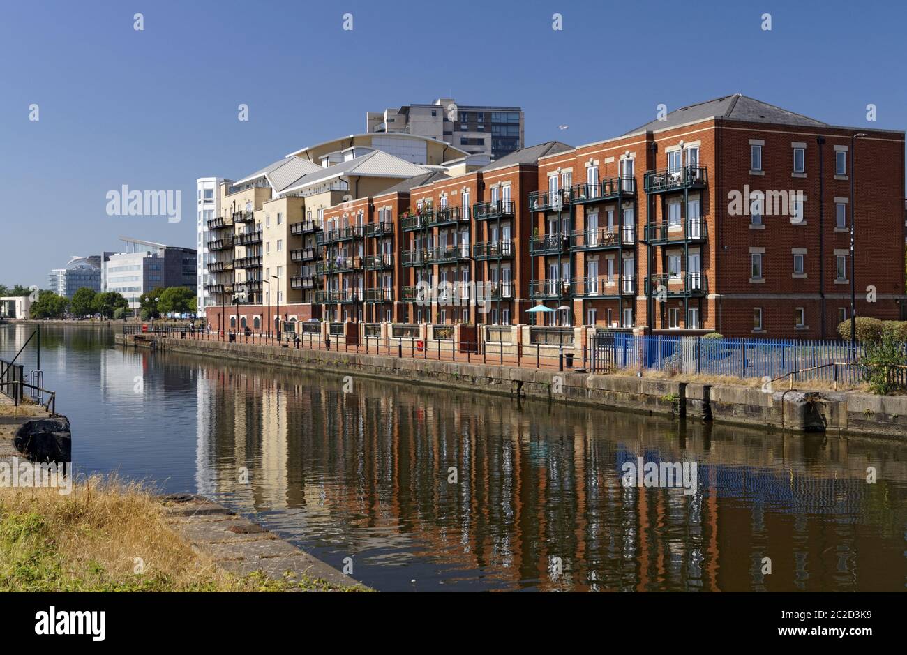 Roath Basin and flats, Cardiff Bay, Wales, UK Stock Photo Alamy