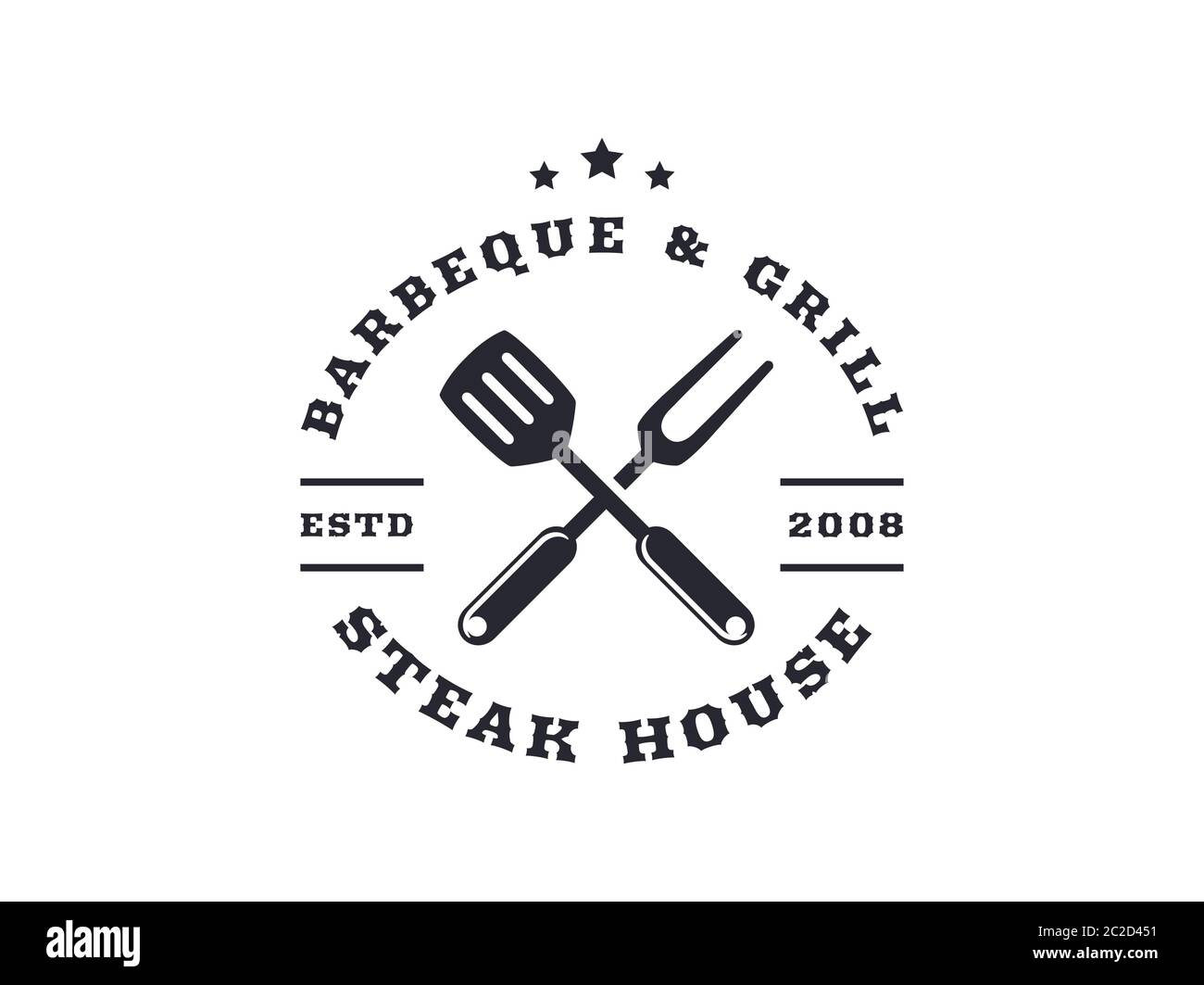 Barbecue and grill logo isolated on white background. Vector emblem for barbecue restaurant or steak house. Stock Vector