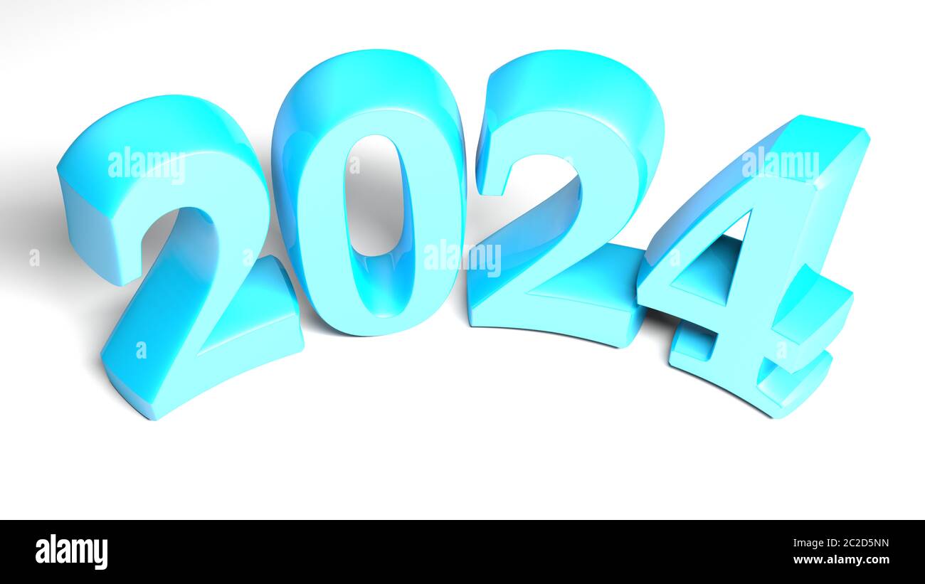 2024 Blue bent write isolated on white background - 3D rendering ...