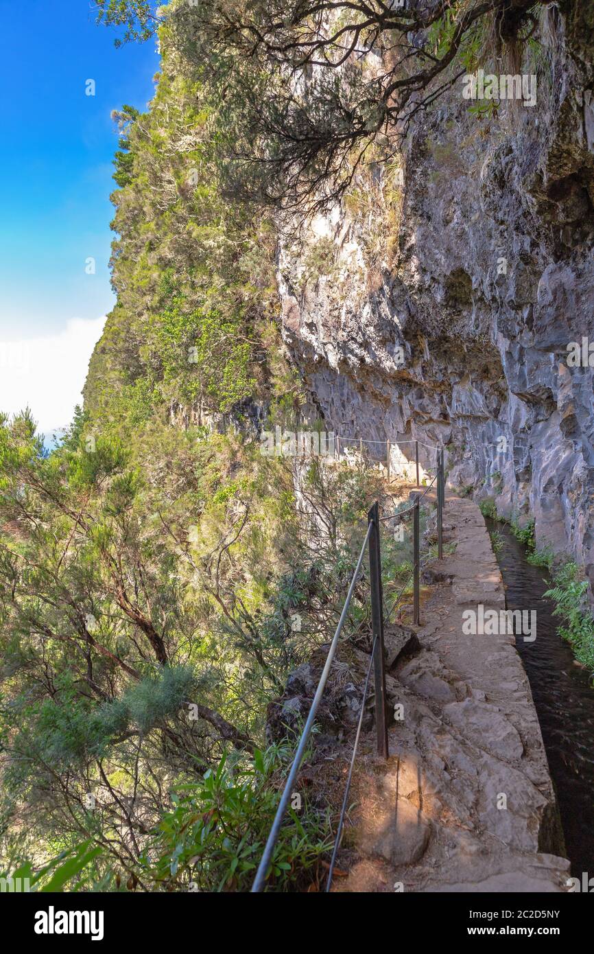 Hiking path to Caldeirao Verde, Madeira, Portugal Stock Photo