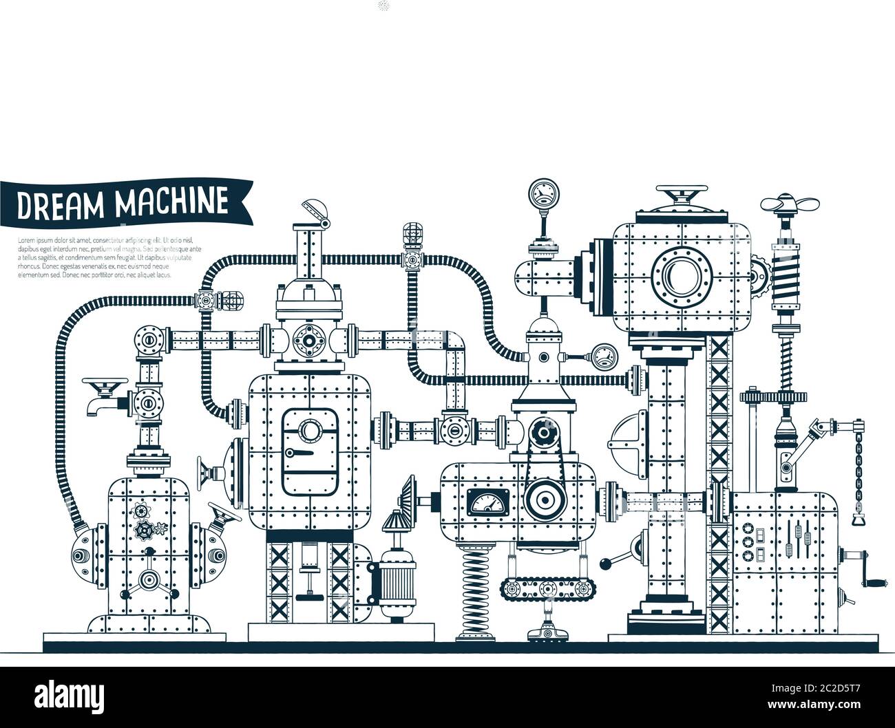 Complex fantastic steampunk machine Stock Vector