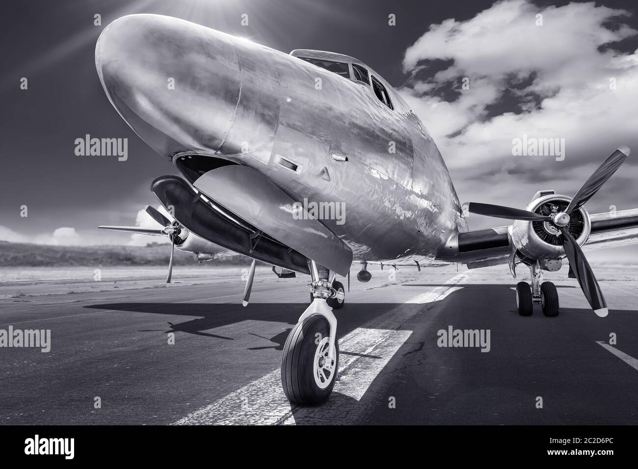 historical aircraft on a runway Stock Photo