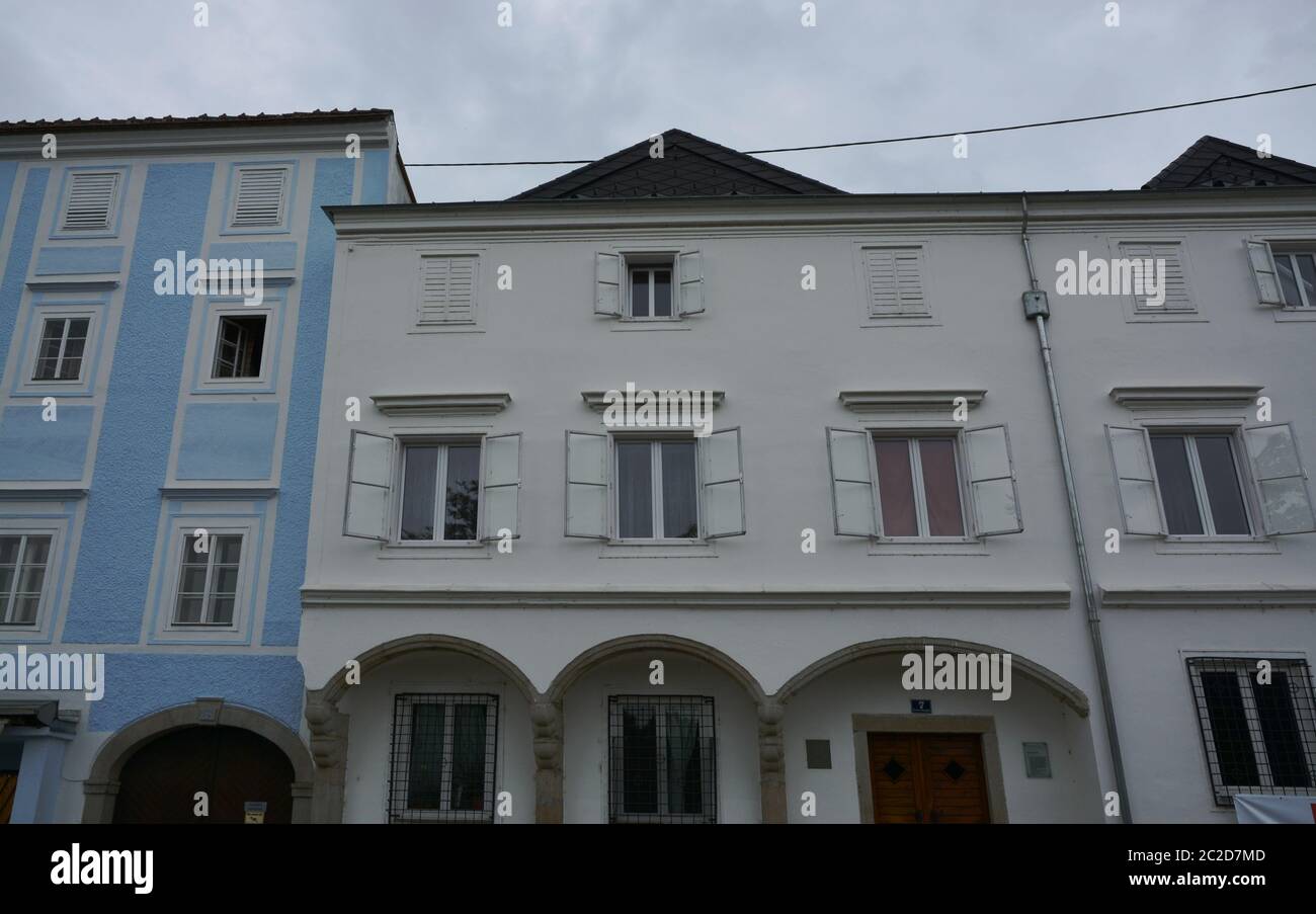 historical houses Aschach Upper Austria Stock Photo
