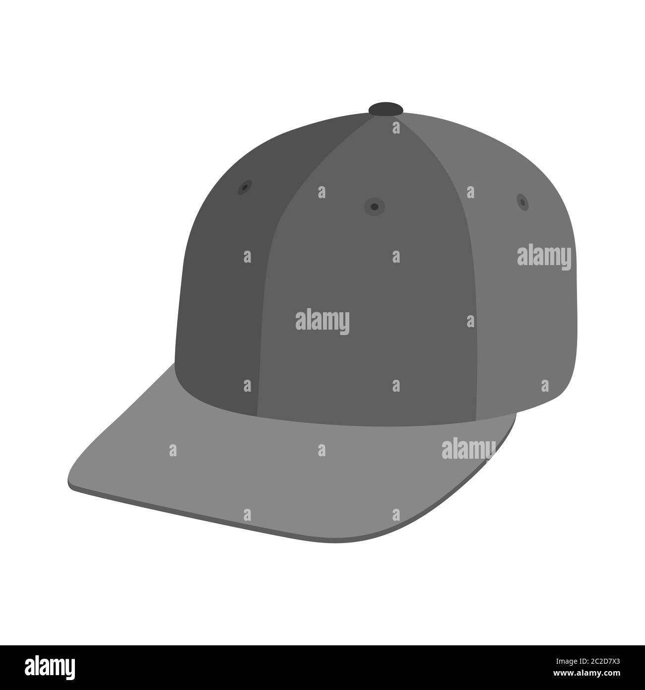 Isometric illustration of a black and gray baseball cap isolated on a white background. Stock Vector