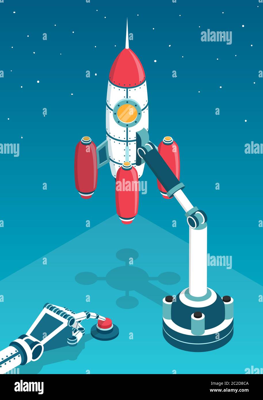 Space rocket just before the start Stock Vector