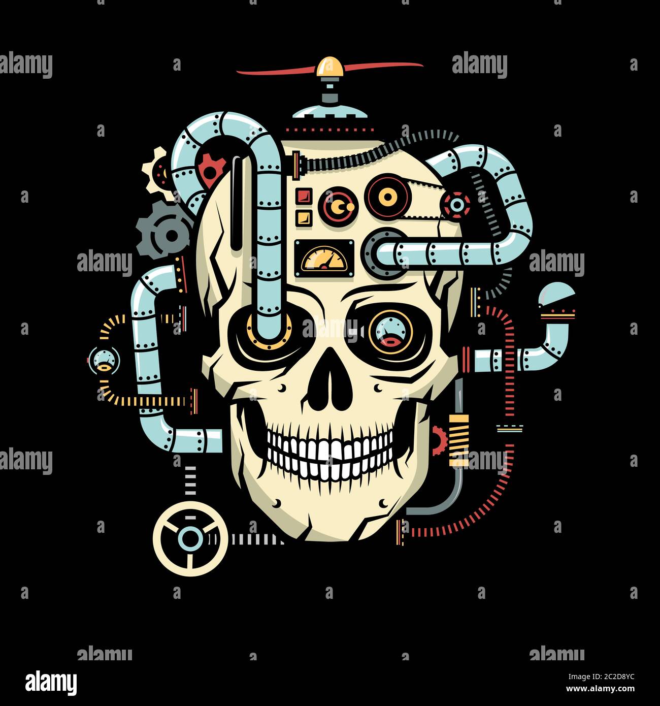 Skull with steampunk elements Stock Vector