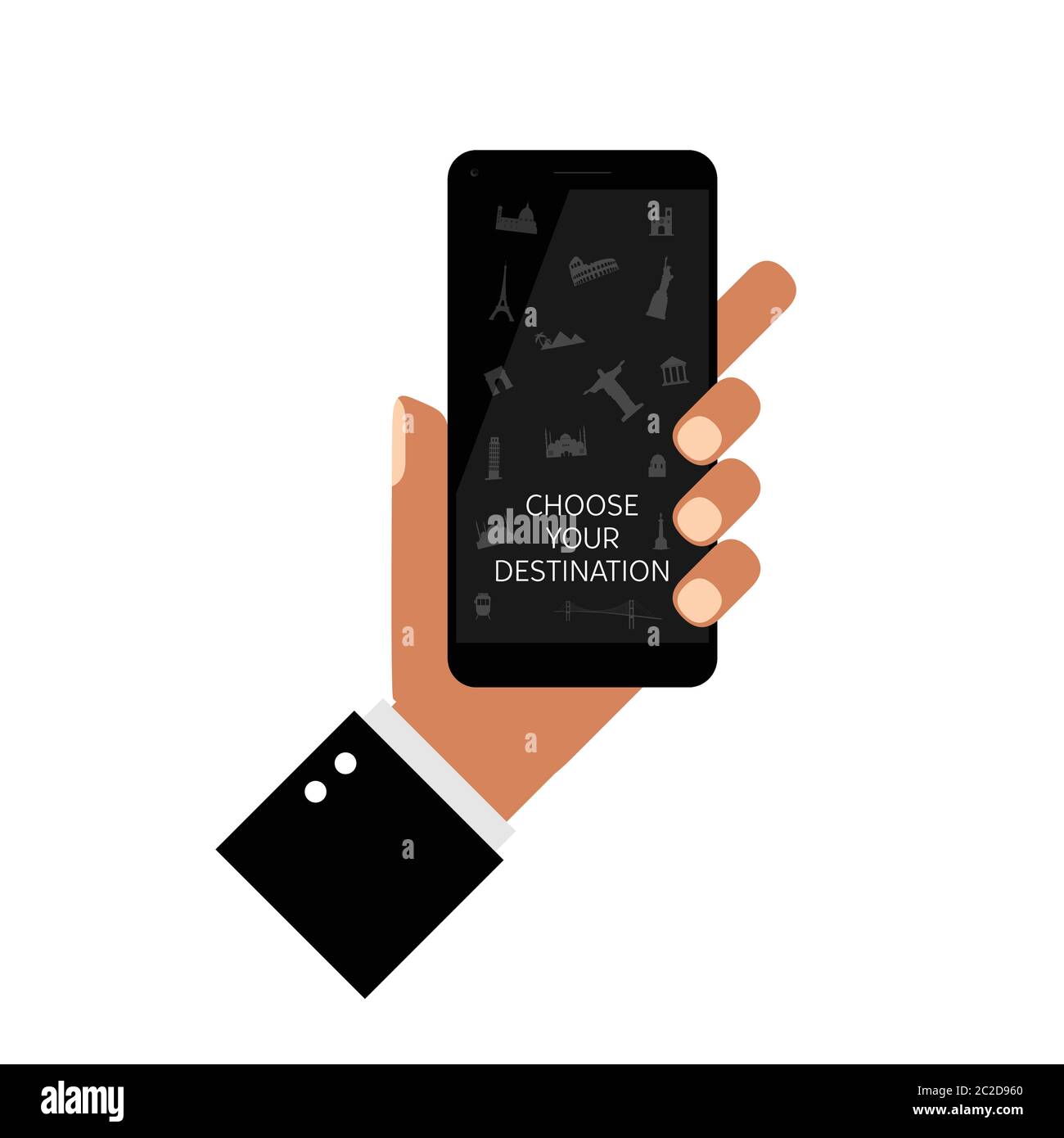 choose your destination icon on smartphone in hands art illustration ...