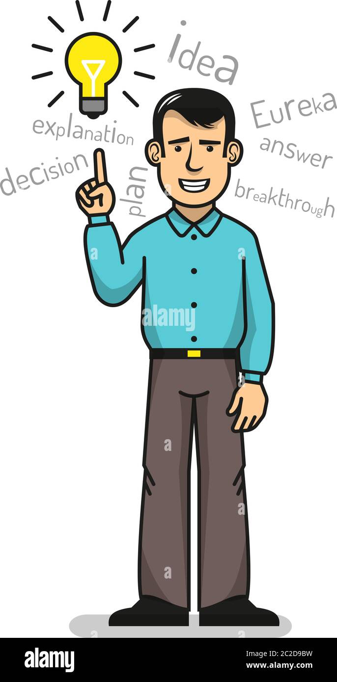 smiling man came up with an idea Stock Vector