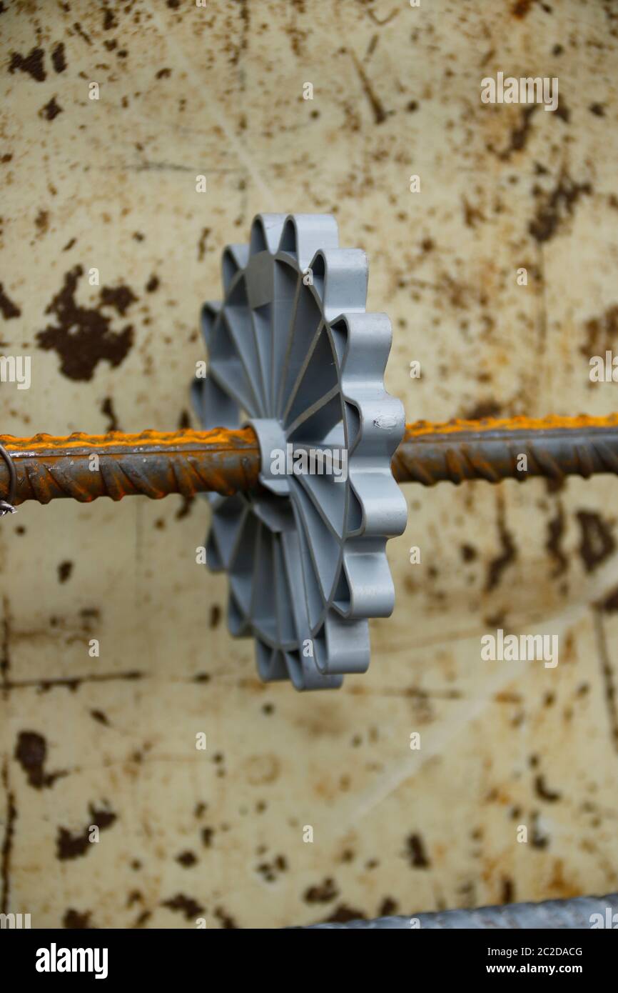 Spacer for structural steel, used to concreting a wall Stock Photo Alamy