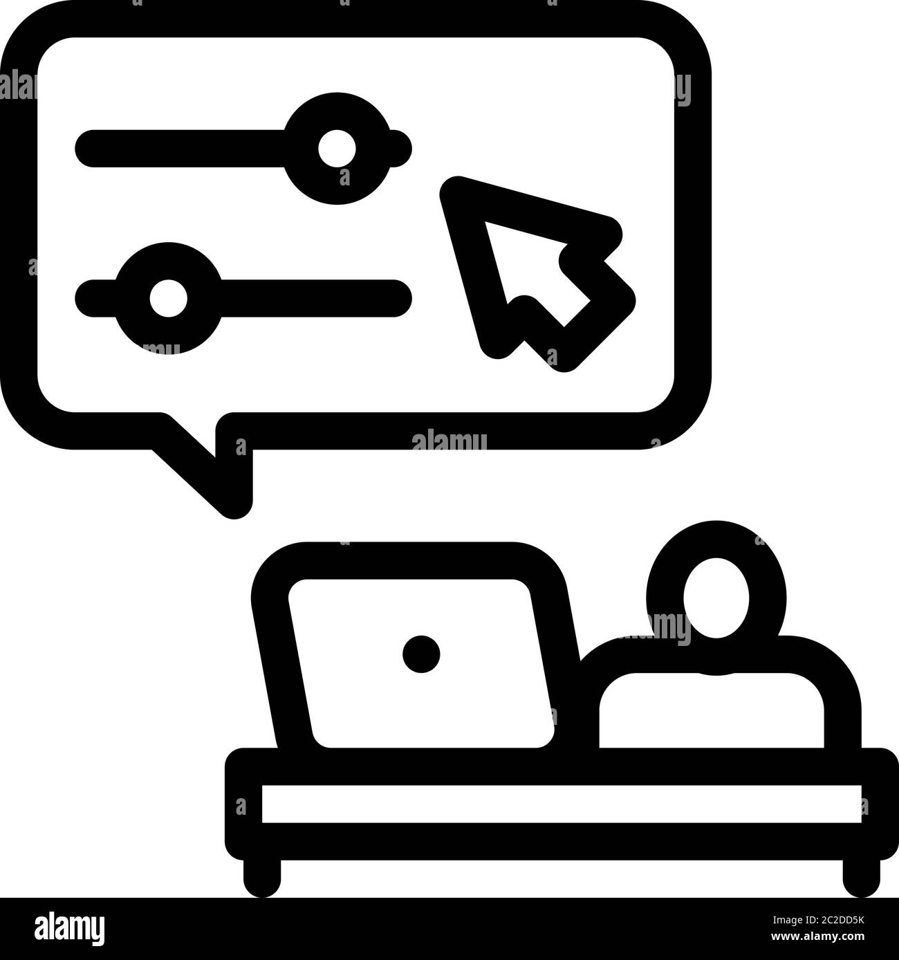desktop movie maker icon vector outline illustration Stock Vector