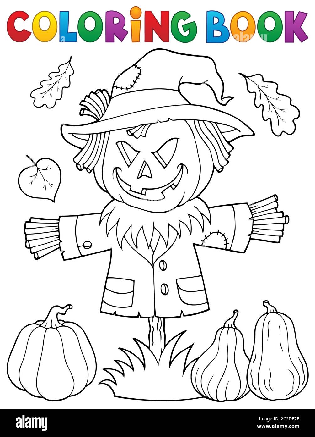 Coloring book scarecrow topic 1 - picture illustration Stock Photo - Alamy