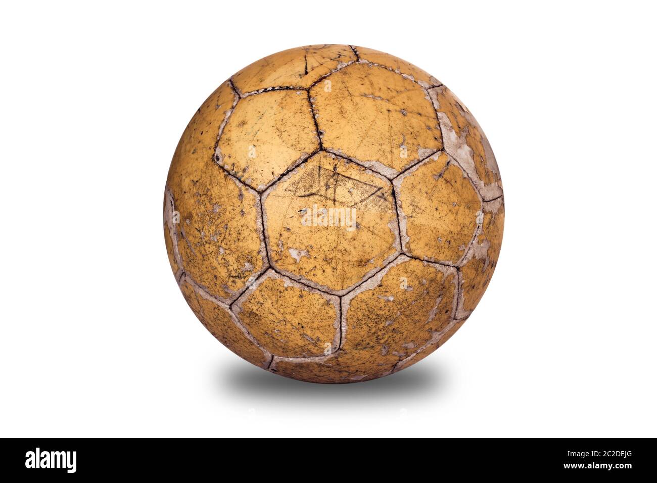 Used leather soccer ball, isolated Stock Photo - Alamy