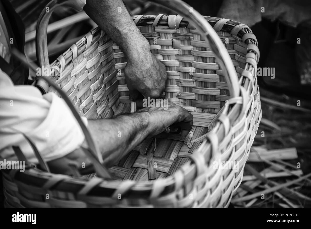 Making wicker baskets, detail of traditional craft Stock Photo Alamy