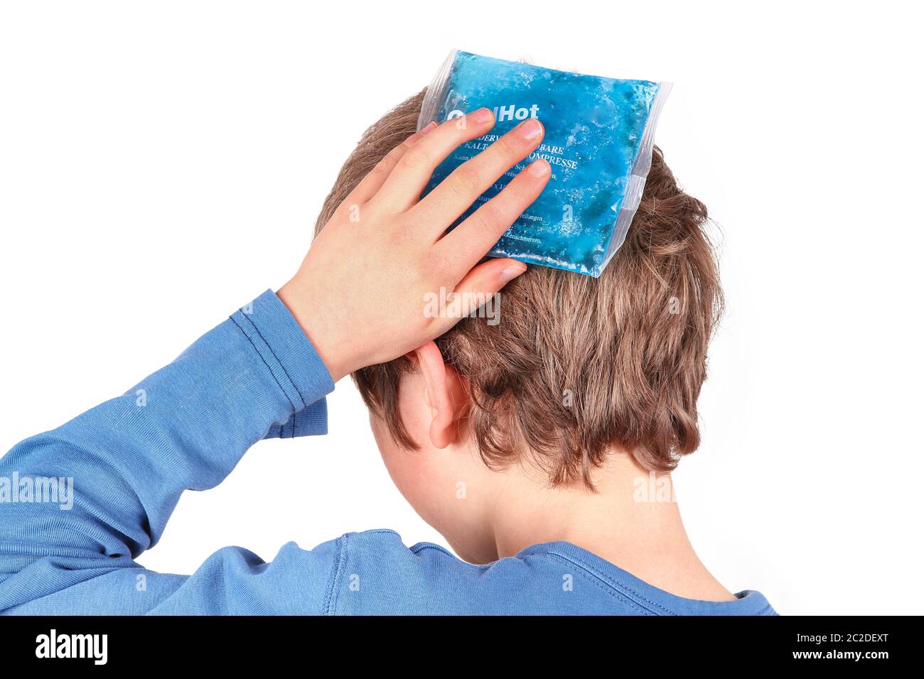 Child cools the forehead with a cold pack Stock Photo Alamy