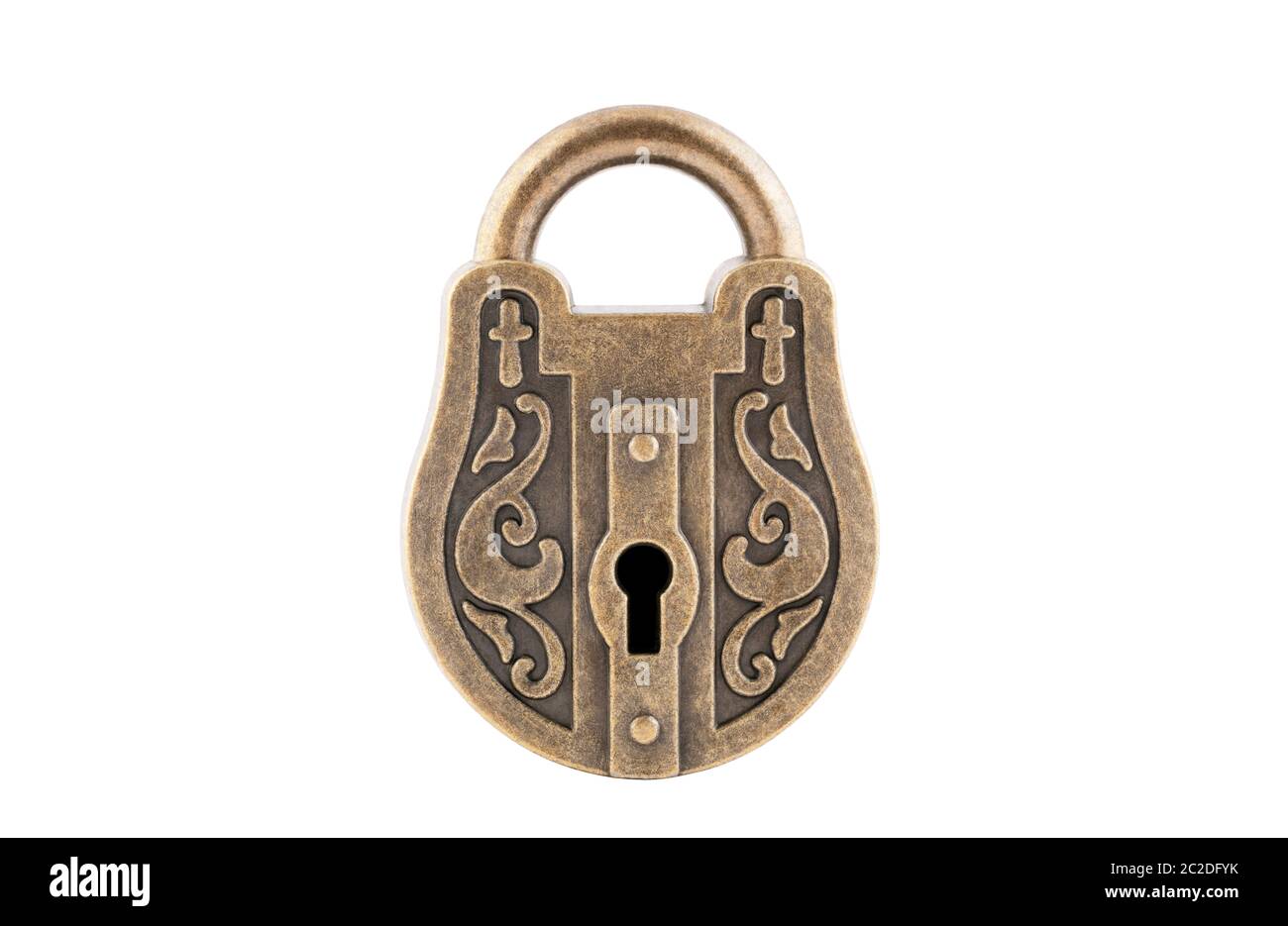 Vintage padlock isolated on white background with clipping path Stock Photo