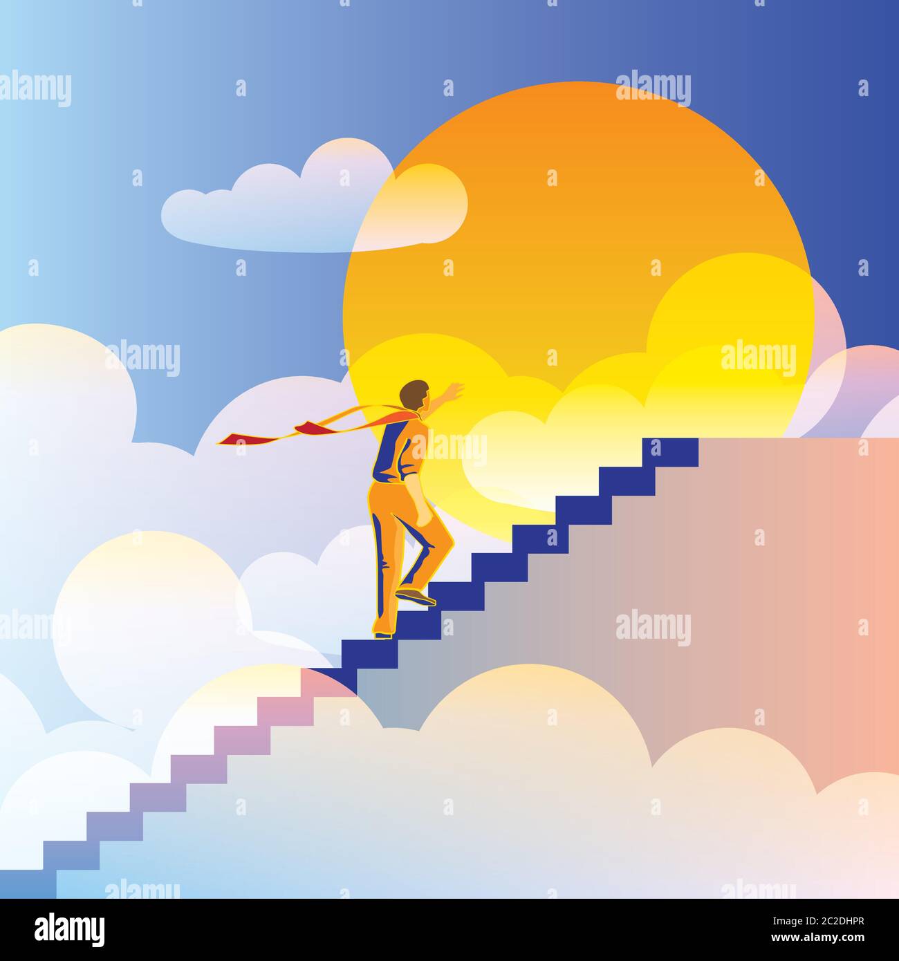 abstract, stylized vector composition stairway to heaven. on top of the world. Stock Vector