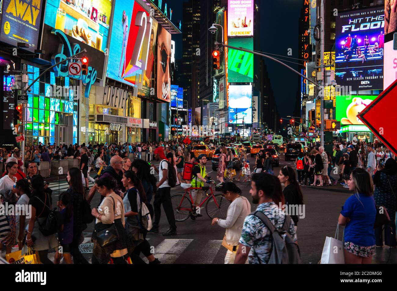 New York City / USA - JUL 13 2018: Times Square with busy traffic in ...