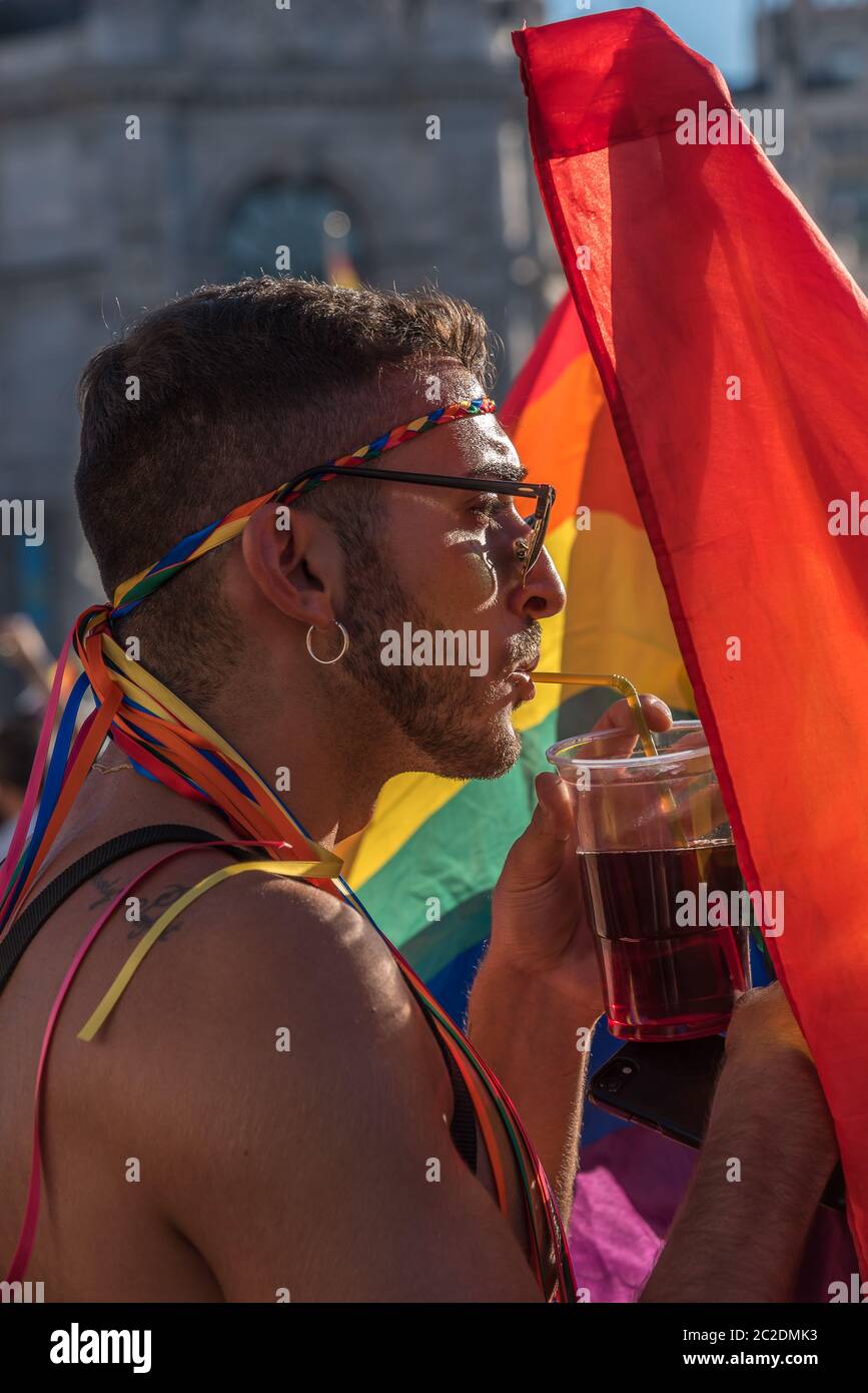 Madrid, Spain - July 06, 2019: in Madrid, Gay pride day celebrations. Stock Photo