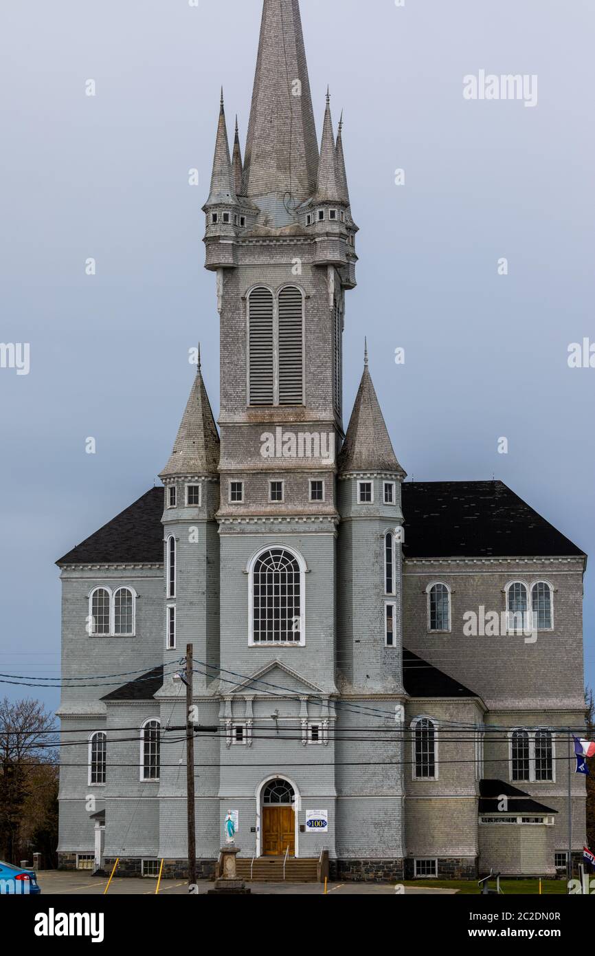The Wooden Church of Church Point in Nova Scotia Canada Stock Photo