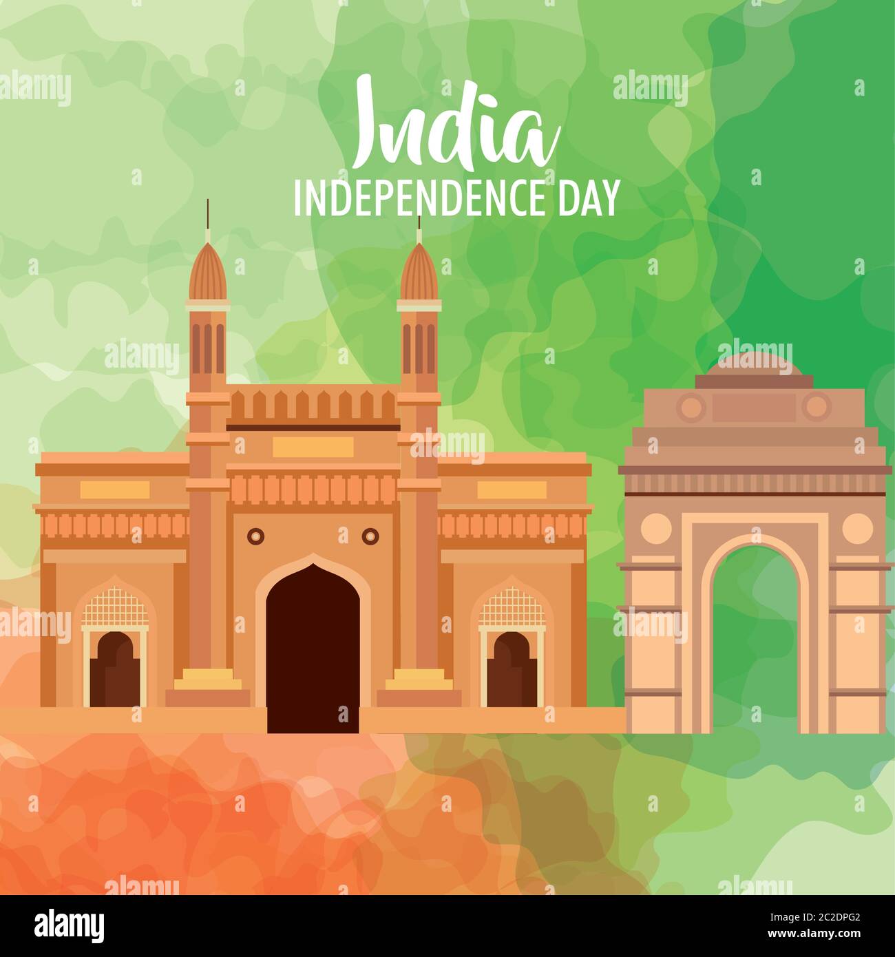 famous monuments of india in background for happy independence day Stock Vector