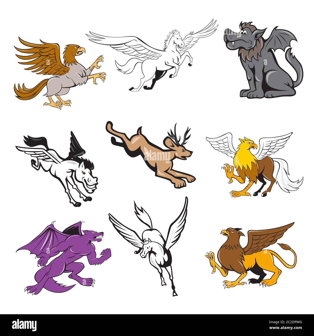 Set or collection of cartoon character mascot style illustration of legendary, mythical, mythological creature or fabulous beast like the hipogriff Stock Photo - Alamy Set or collection of cartoon character mascot style illustration of legendary, mythical, mythological creature or fabulous beast like the hipogriff Stock Photo - Alamy