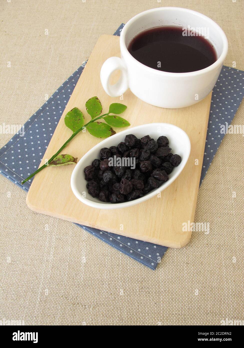 Blueberry tea from dried blueberries Stock Photo