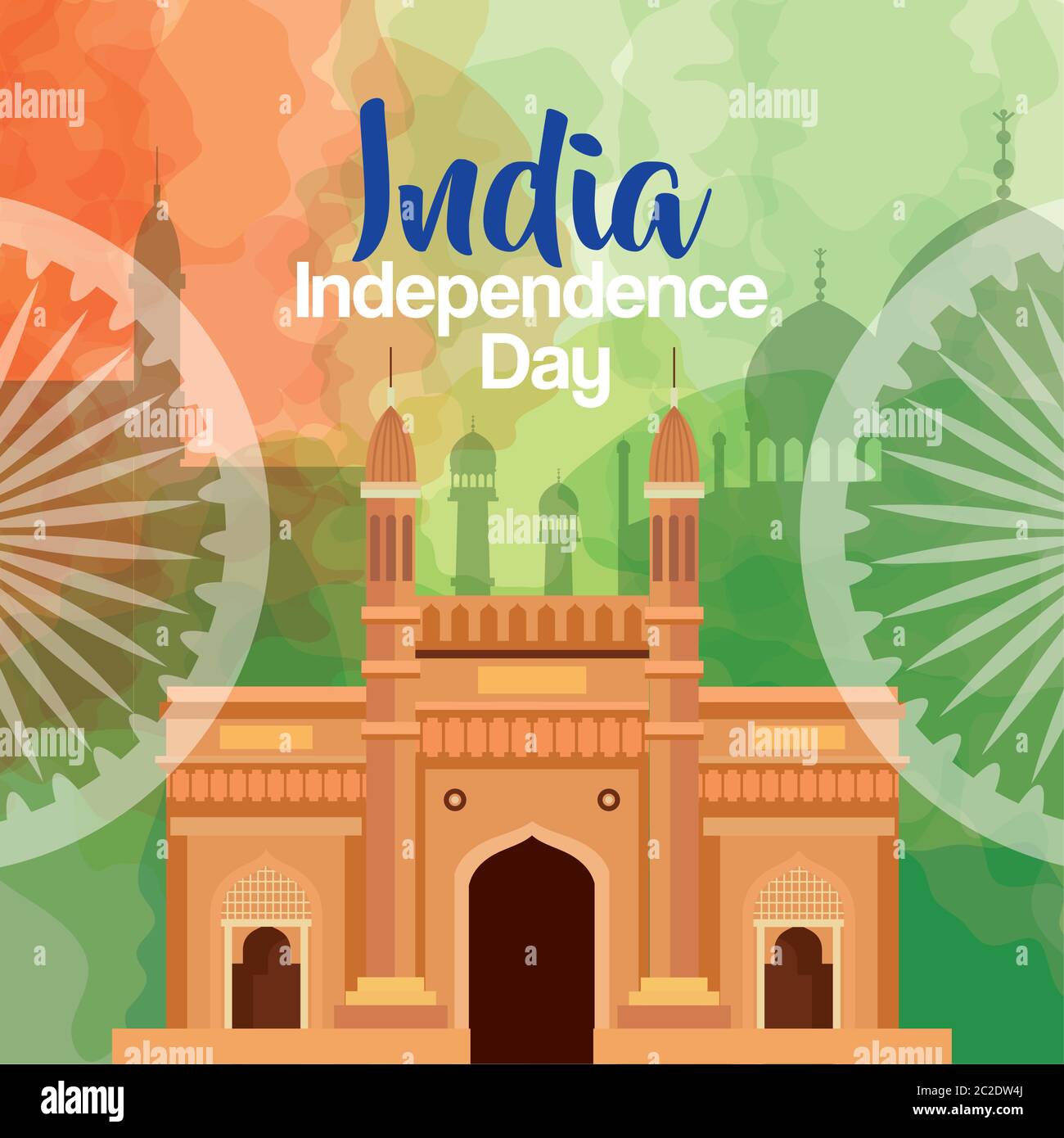 indian independence day celebration with ashoka wheels and monuments ...