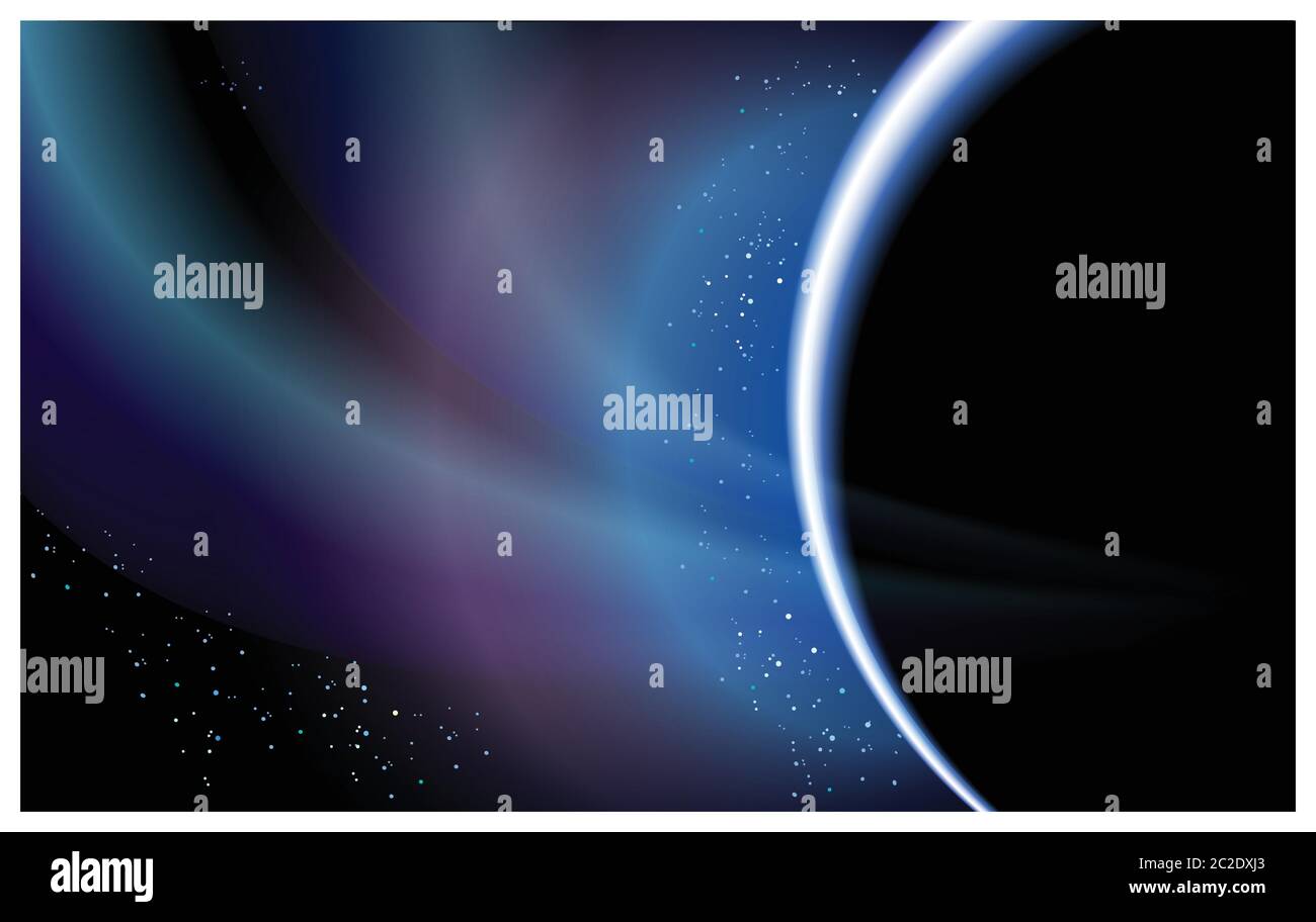 Realistic vector illustration of deep space. planet in the glow of the stars. can be used as backgrounds in promotional products as an illustration in Stock Vector