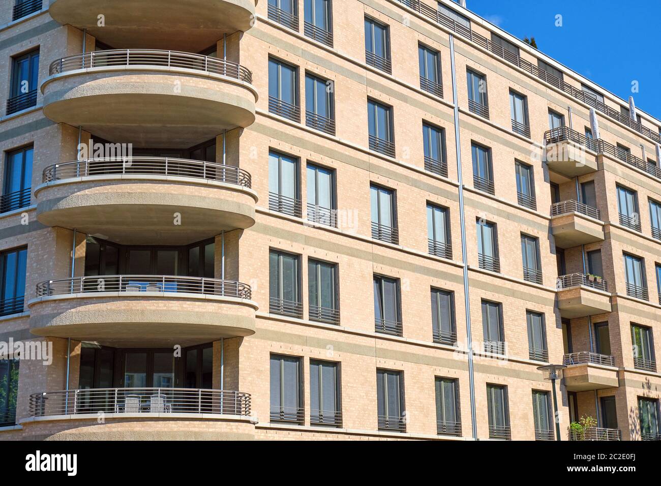Detail of a beige apartment house seen in Berlin, Germany Stock Photo