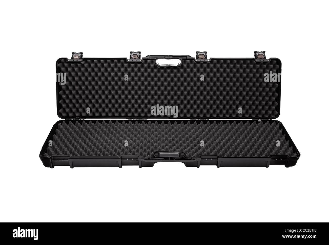 Hard plastic case for storing and transporting weapons. Black gun case