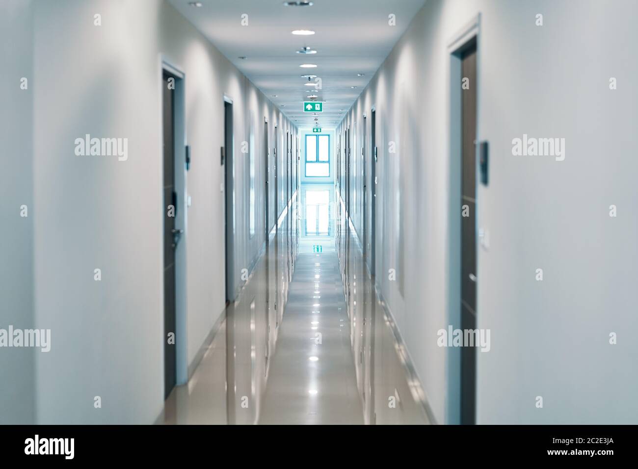 Long empty corridor in modern building Stock Photo