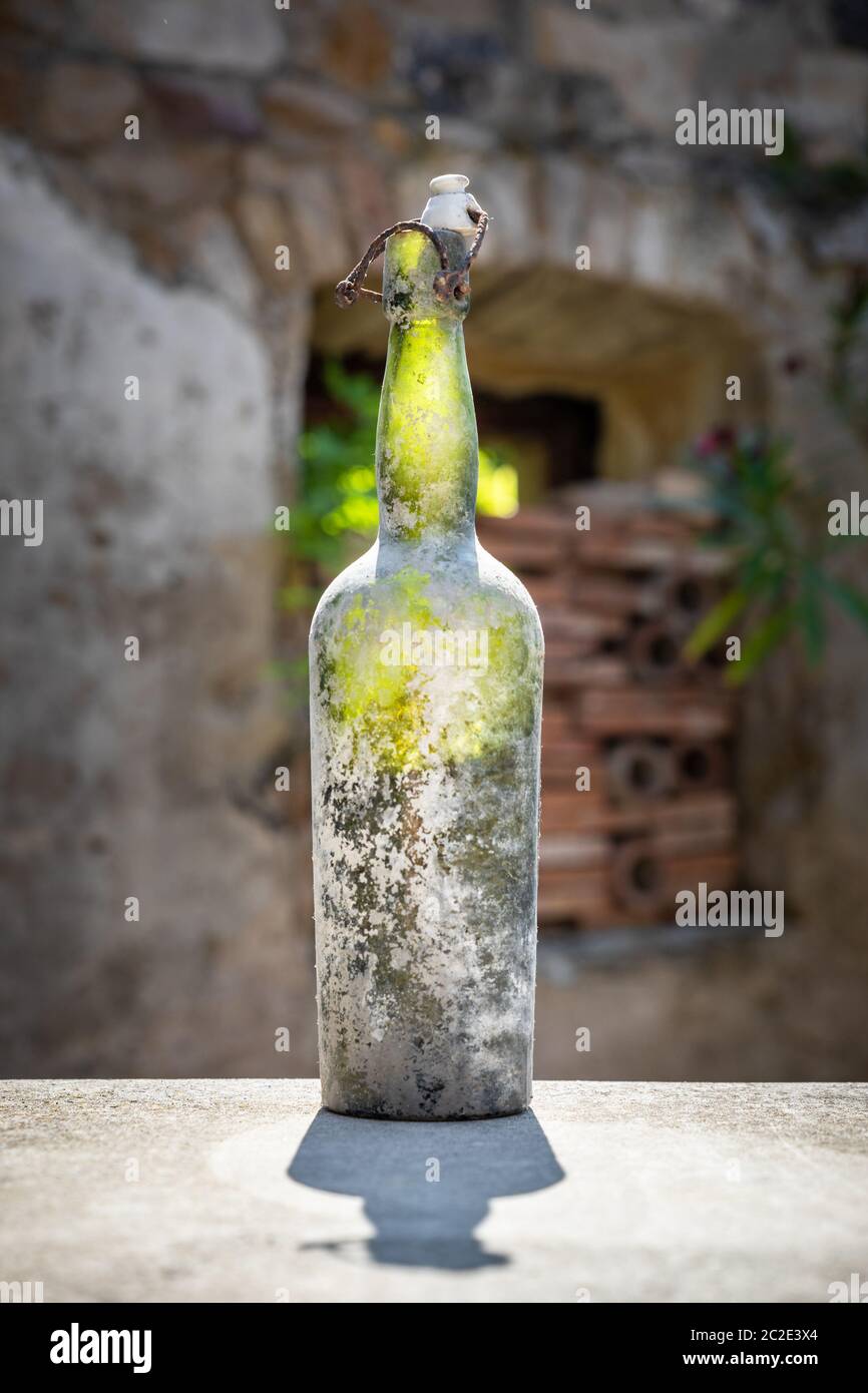dirty old wine bottle Stock Photo Alamy