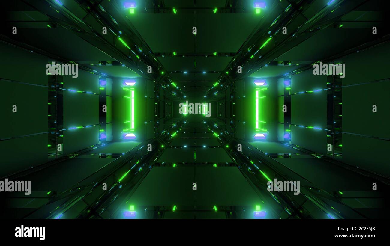 futuristic glowing scifi tunnel corridor with nice reflection 3d ...