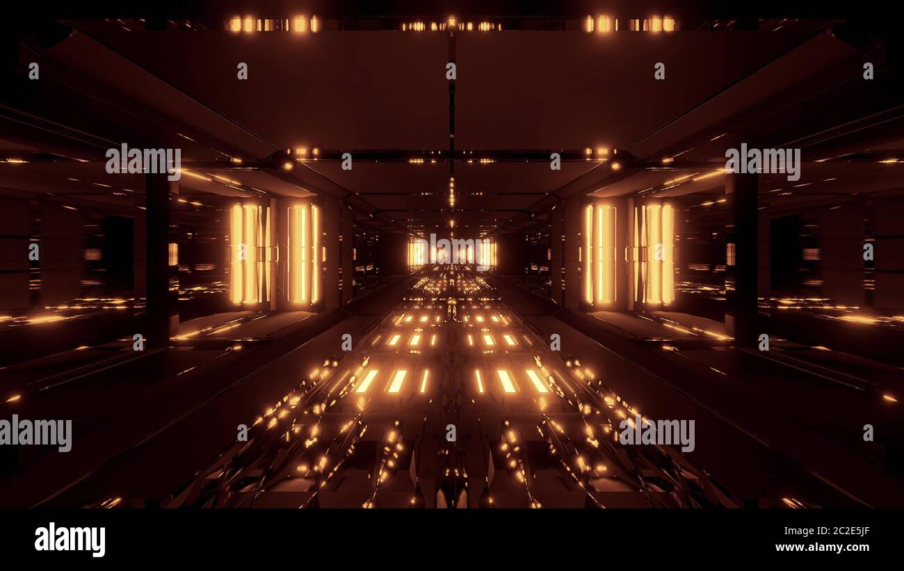 futuristic glowing scifi tunnel corridor with nice reflection 3d ...