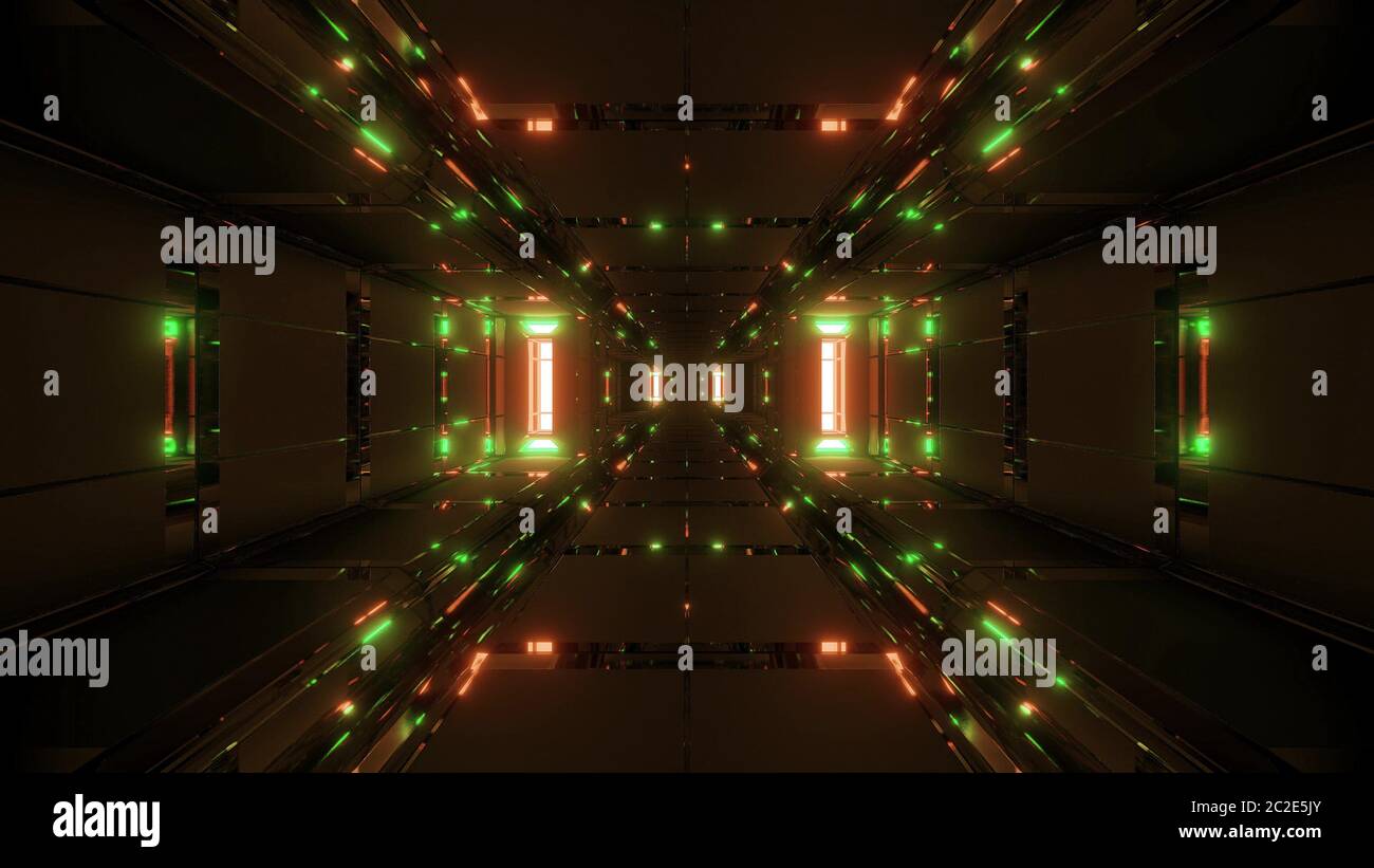 futuristic glowing scifi tunnel corridor with nice reflection 3d ...