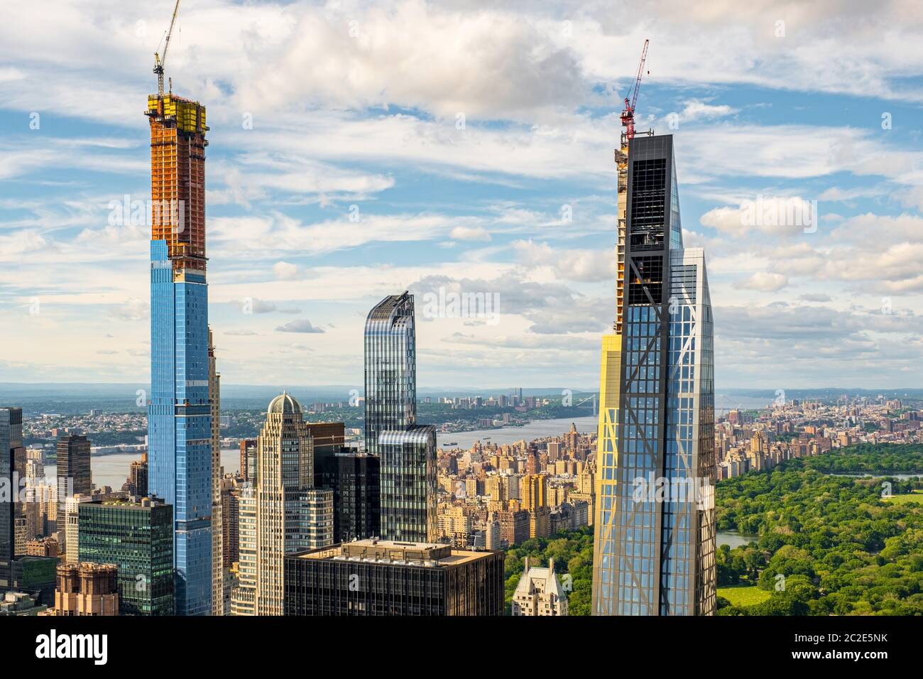 Up town and Central Park of New York cityscape view from rooftop Rockefeller Center Stock Photo