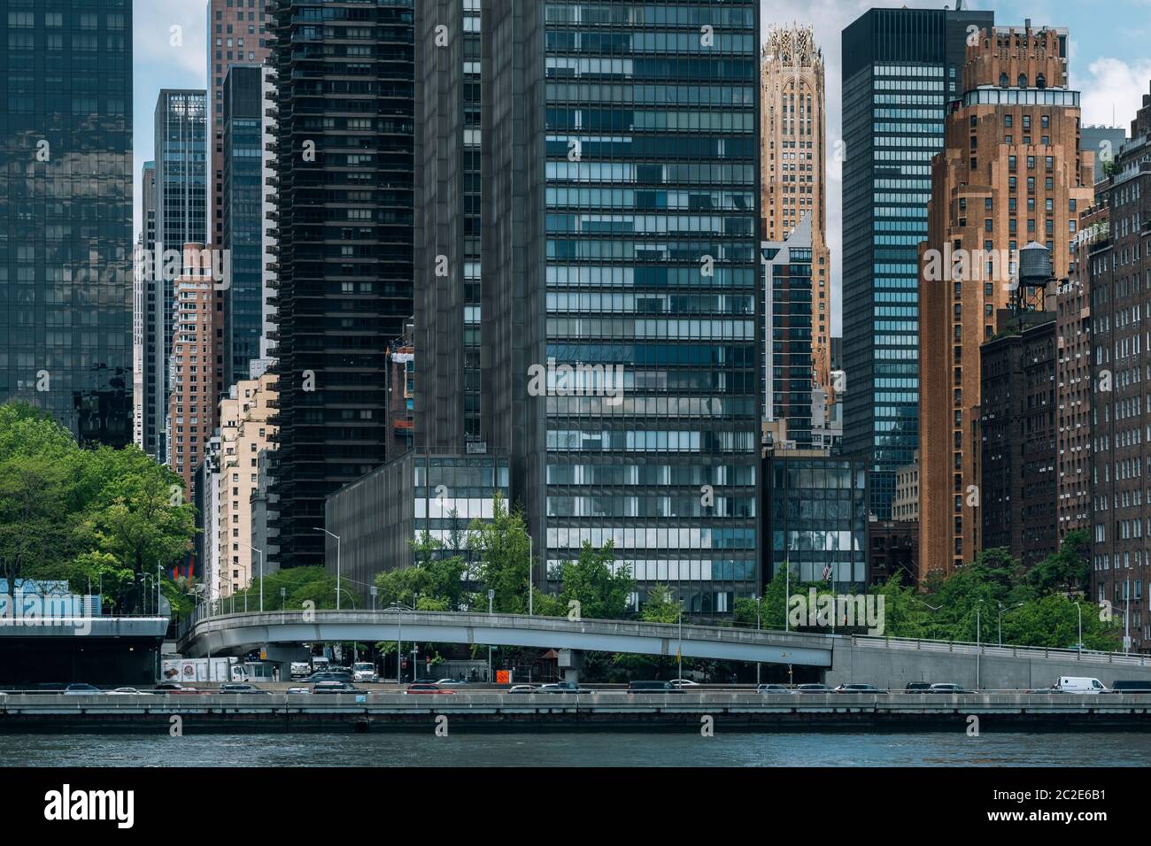 Midtown apartment buildings on east riverside view from Roosevelt