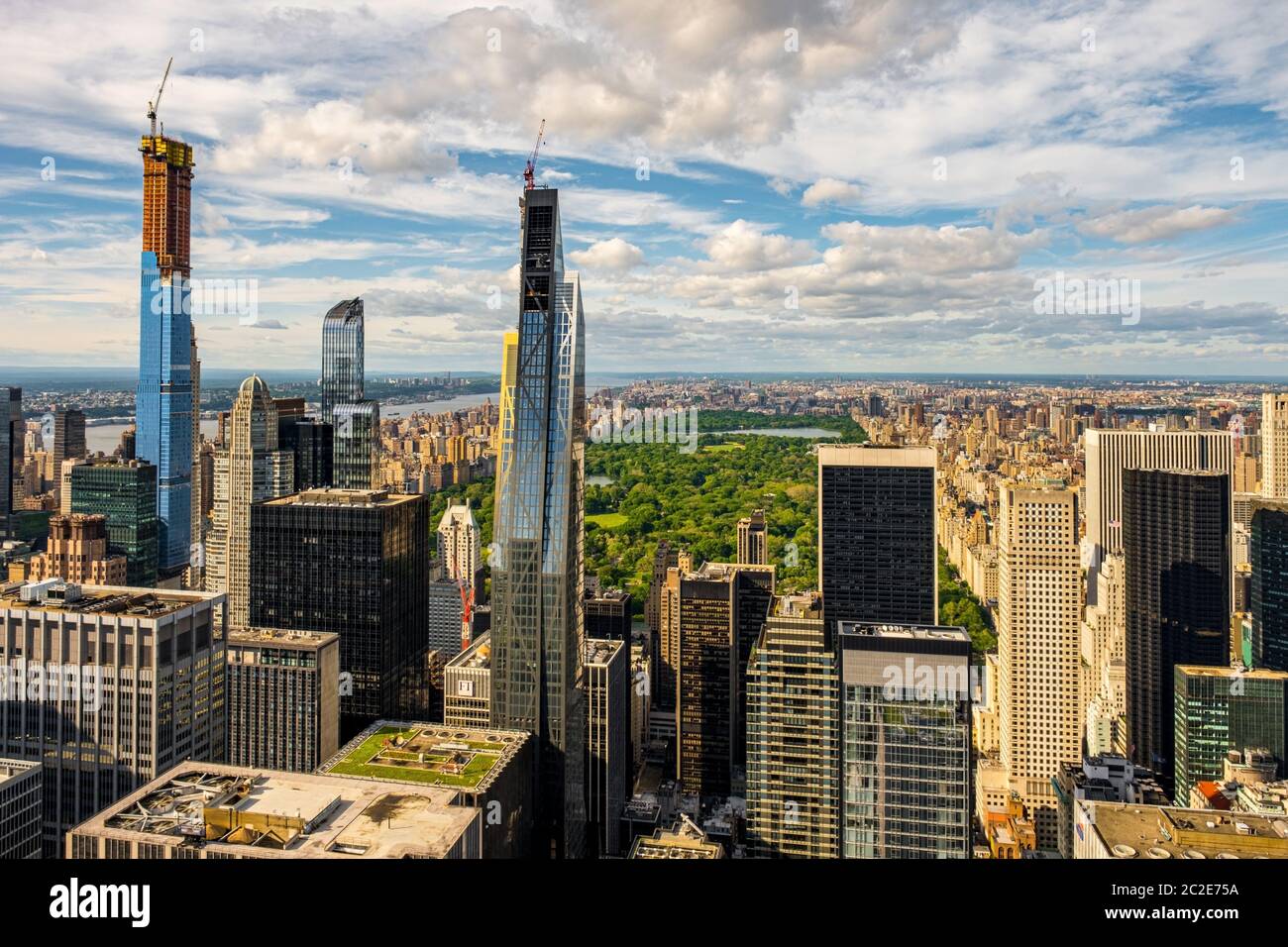 Up town and Central Park of New York cityscape view from rooftop ...